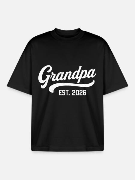 Grandpa EST. 2026 - Boxy Heavyweight Unisex Organic T-Shirt by Stanley/Stella - black