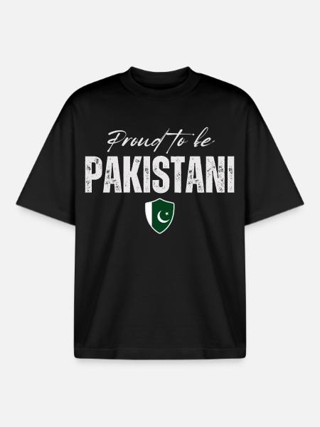 Proud Pakistani, Made in Pakistan - Boxy Heavyweight Unisex Organic T-Shirt by Stanley/Stella - black