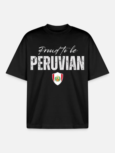 Proud Peruvian, Made in Peru - Boxy Heavyweight Unisex Organic T-Shirt by Stanley/Stella - black