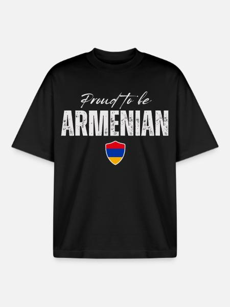 Proud Armenian, Made in Armenia - Boxy Heavyweight Unisex Organic T-Shirt by Stanley/Stella - black