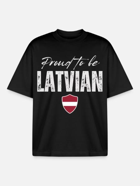 Proud Latvian, Made in Latvia - Boxy Heavyweight Unisex Organic T-Shirt by Stanley/Stella - black