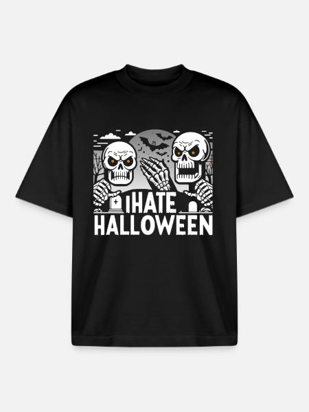 Dark Gothic Halloween Skeleton Design - Boxy Heavyweight Unisex Organic T-Shirt by Stanley/Stella - black