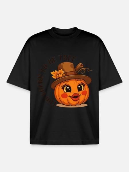 Autumn Pumpkin - Boxy Heavyweight Unisex Organic T-Shirt by Stanley/Stella - black