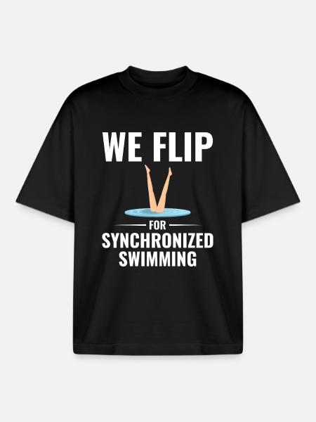 We Flip for Synchronized Swimming  - Boxy Heavyweight Unisex Organic T-Shirt by Stanley/Stella - black