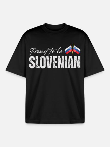 Slovenian pride, made in Slovenia - Boxy Heavyweight Unisex Organic T-Shirt by Stanley/Stella - black