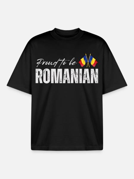 Romanian pride, I love Romania - Boxy Heavyweight Unisex Organic T-Shirt by Stanley/Stella - black