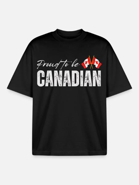 Drapeau du Canada, fierté canadienne - T-shirt unisexe boxy épais biologique Stanley/Stella - noir
