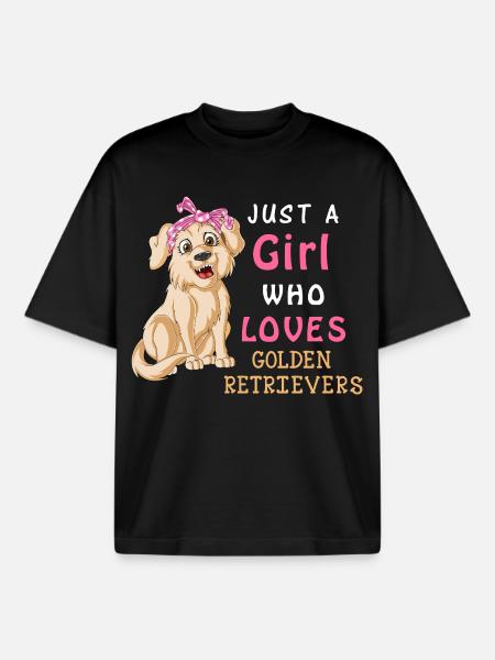 Golden Retriever Mädchen Liebe - Boxy Heavyweight Unisex Organic T-Shirt von Stanley/Stella - Schwarz