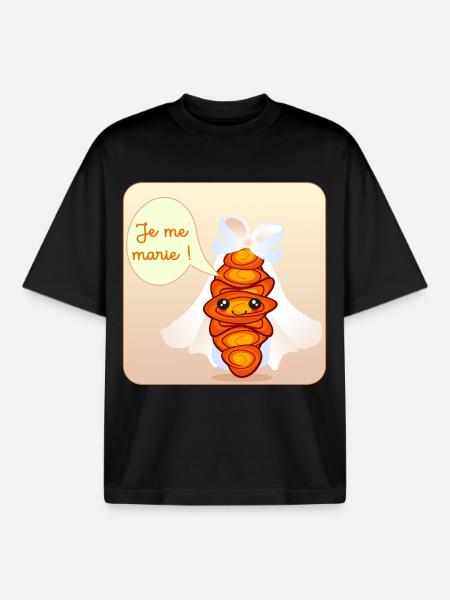 Croissant Mariée - T-shirt unisexe boxy épais biologique Stanley/Stella - noir