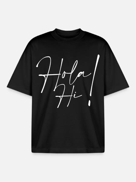 Hello Hi - Boxy Heavyweight Unisex Organic T-Shirt by Stanley/Stella - black