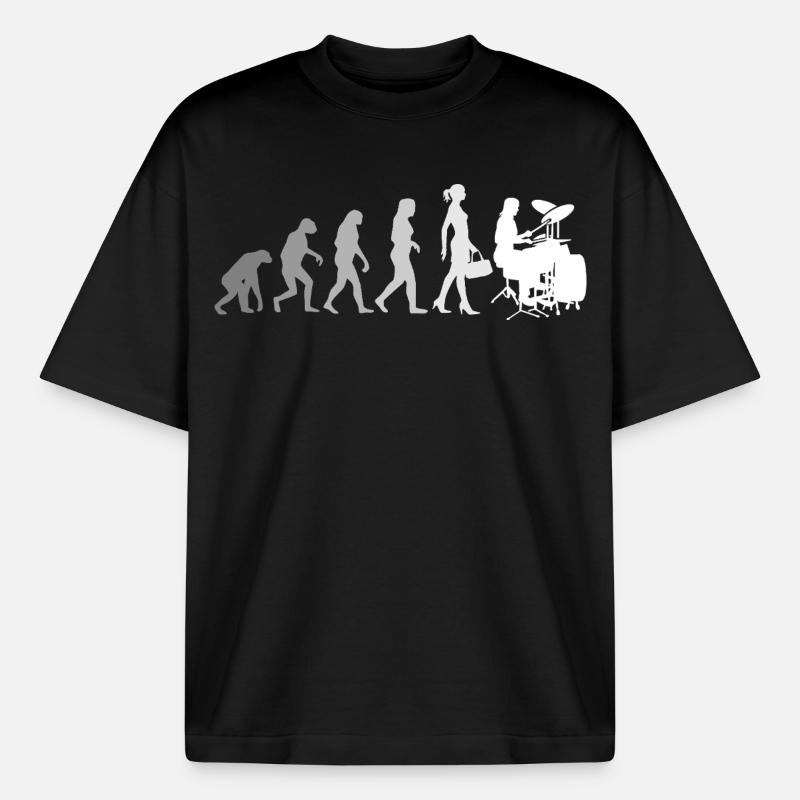 Evolution Schlagzeugerin Percussion Drummer - Boxy Heavyweight Unisex Organic T-Shirt von Stanley/Stella - Schwarz