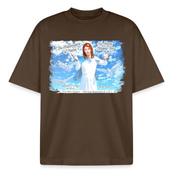Mariä Himmelfahrt in Cielo - Madonna - Boxy Heavyweight Unisex Organic T-Shirt von Stanley/Stella - Dunkelbraun - Vorne - AI Model Male 185 light (185cm) & AI Model Female 172 dark (172cm)