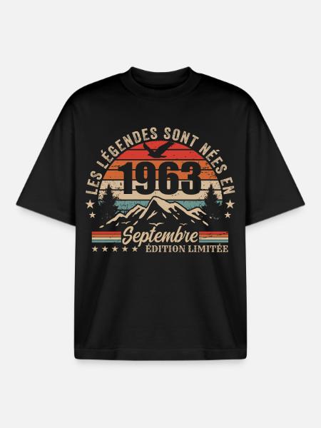 Legendary since September 1963 | September 1963 - Boxy Heavyweight Unisex Organic T-Shirt by Stanley/Stella - black