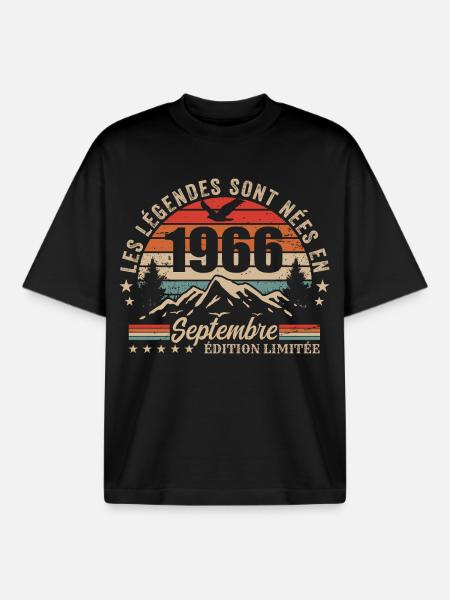 Legendary since September 1966 | September 1966 - Boxy Heavyweight Unisex Organic T-Shirt by Stanley/Stella - black