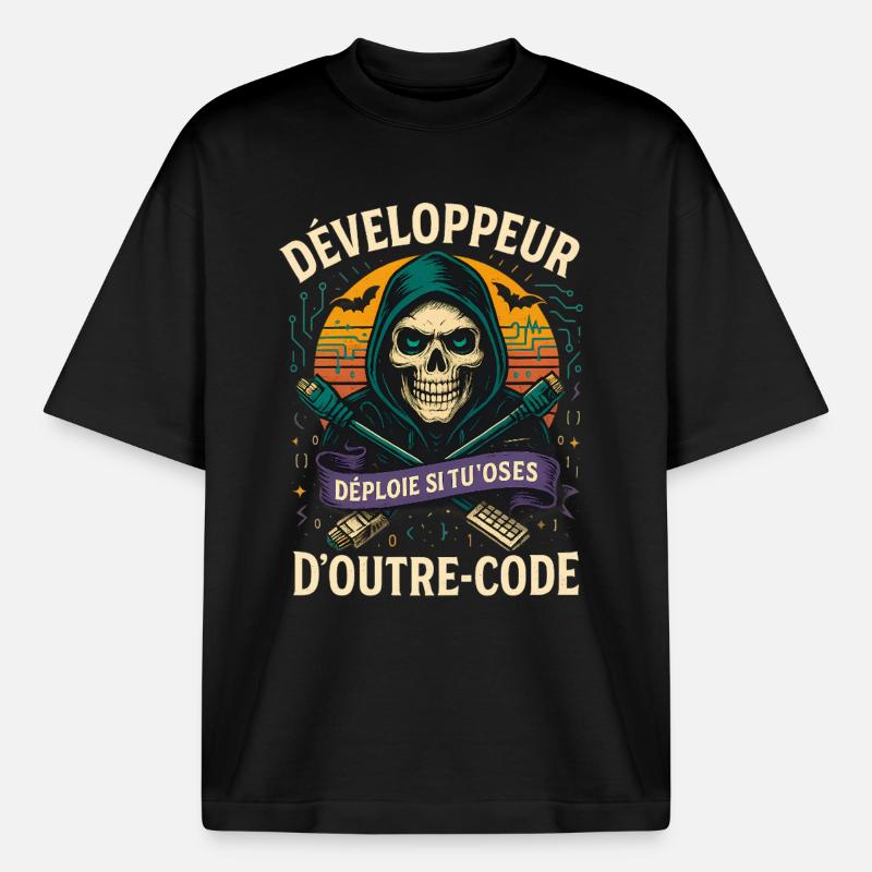 Web Developer - Halloween Skull - Heavyweight Boxy Unisex T-Shirt by Stanley/Stella - black