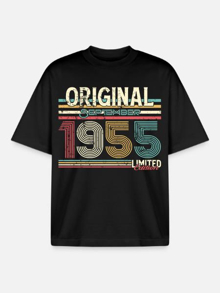 Original September 1955 Retro Design - Boxy Heavyweight Unisex Organic T-Shirt by Stanley/Stella - black