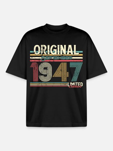 Retro September 1947 Print Design - Boxy Heavyweight Unisex Organic T-Shirt von Stanley/Stella - Schwarz
