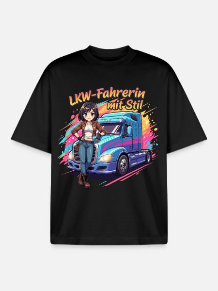 Truck driver with style - Boxy Heavyweight Unisex Organic T-Shirt by Stanley/Stella - black