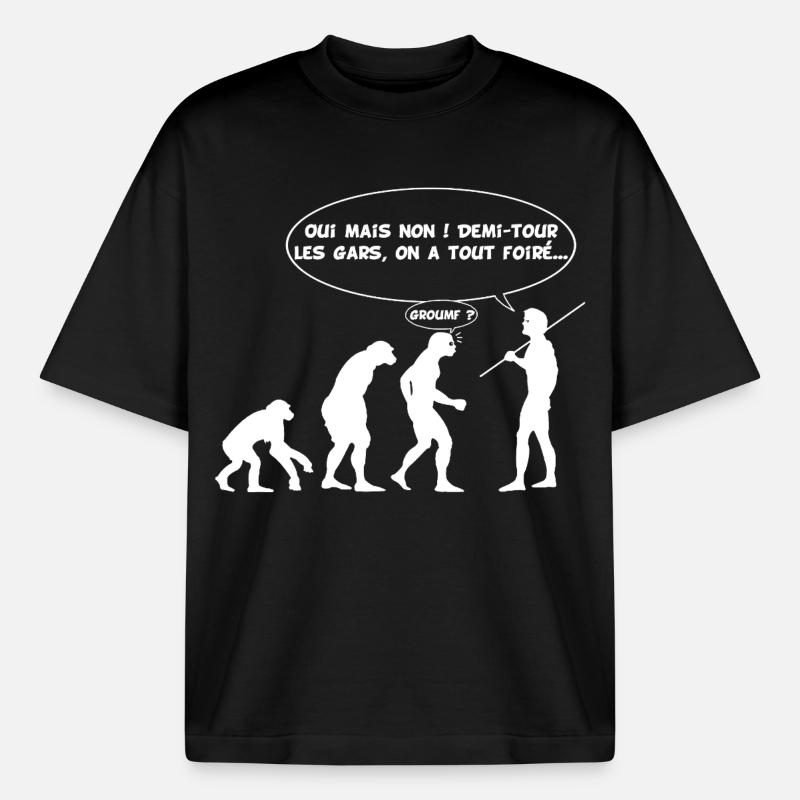 Erreur d'évolution (blanc) - T-shirt unisexe épais coupe boxy Stanley/Stella - noir