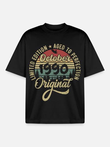 october 1990 anniversary october 1990 october - Boxy Heavyweight Unisex Organic T-Shirt by Stanley/Stella - black