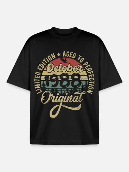 october 1988 anniversary october 1988 october - Boxy Heavyweight Unisex Organic T-Shirt by Stanley/Stella - black