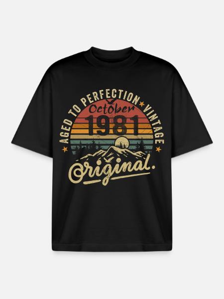 1981 Born in october 1981 Born in october 1981 - Boxy Heavyweight Unisex Organic T-Shirt by Stanley/Stella - black