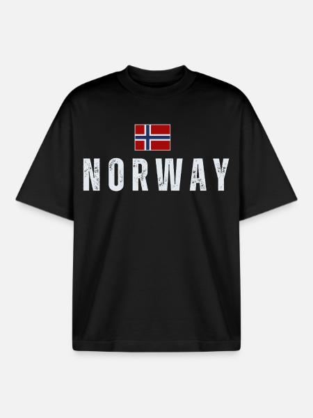 Norwegian flag, Norwegian patriot - Boxy Heavyweight Unisex Organic T-Shirt by Stanley/Stella - black