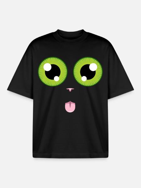 Cat sticks out its tongue - Boxy Heavyweight Unisex Organic T-Shirt by Stanley/Stella - black