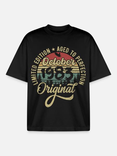 october 1983 anniversary october 1983 october - Boxy Heavyweight Unisex Organic T-Shirt by Stanley/Stella - black