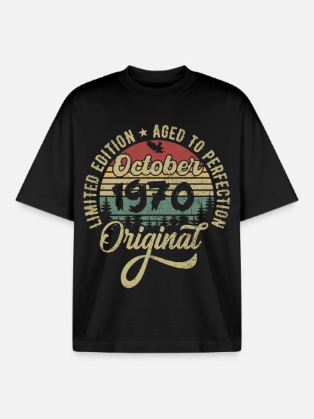 october 1970 anniversary october 1970 october - Boxy Heavyweight Unisex Organic T-Shirt by Stanley/Stella - black