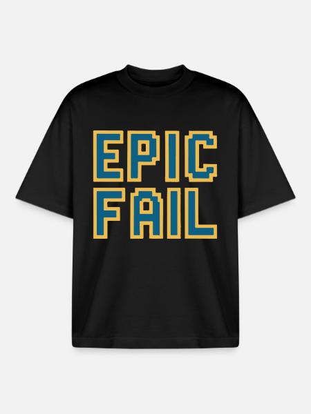 Epic fail - retro 8-bit gaming meme - Boxy Heavyweight Unisex Organic T-Shirt by Stanley/Stella - black