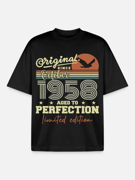 1958 October 1958 Birthday October 1958 - Boxy Heavyweight Unisex Organic T-Shirt by Stanley/Stella - black