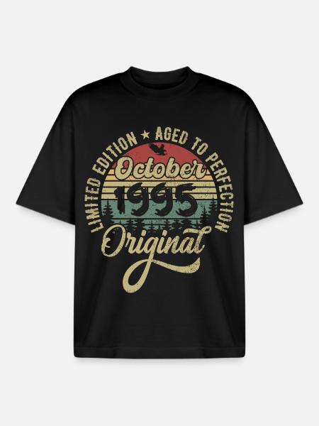 october 1995 anniversary october 1995 october - Boxy Heavyweight Unisex Organic T-Shirt by Stanley/Stella - black