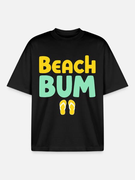 Beach Bum Surfer Vibes - Boxy Heavyweight Unisex Organic T-Shirt by Stanley/Stella - black