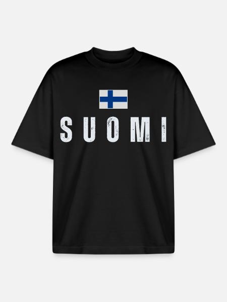 Finnish pride, made in Finland - Boxy Heavyweight Unisex Organic T-Shirt by Stanley/Stella - black