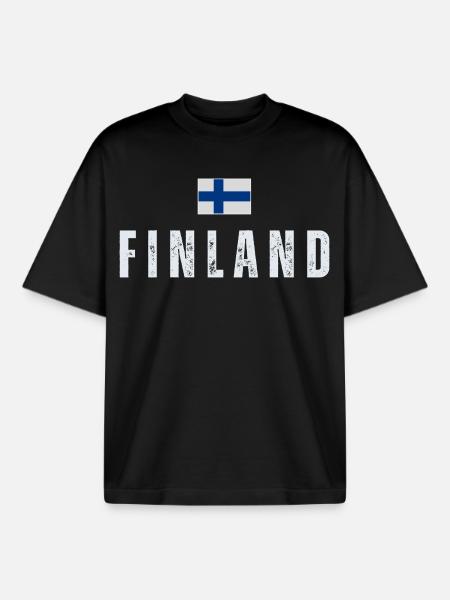 Flag of Finland, Finnish pride - Boxy Heavyweight Unisex Organic T-Shirt by Stanley/Stella - black