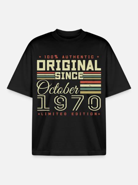 Legendary Since October 1970 | October 1970 - Boxy Heavyweight Unisex Organic T-Shirt by Stanley/Stella - black