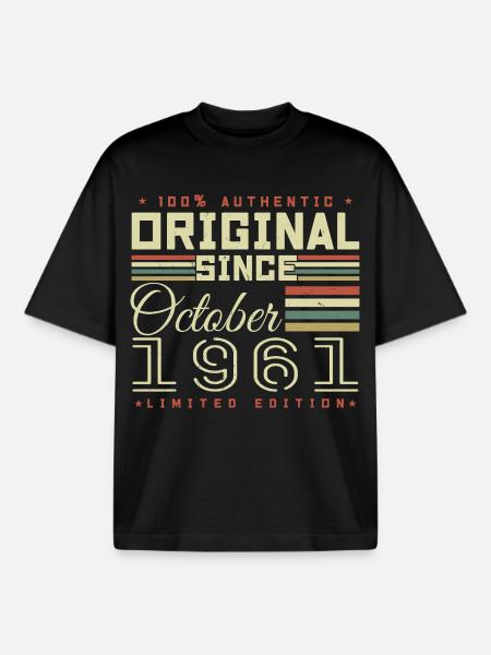 Legendary Since October 1961 | October 1961 - Boxy Heavyweight Unisex Organic T-Shirt by Stanley/Stella - black