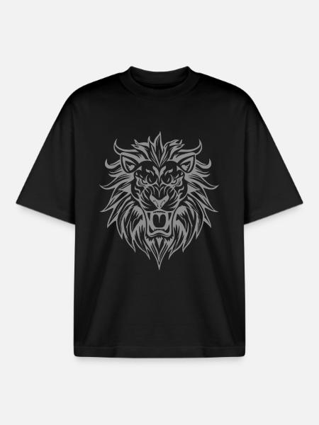 Lion Tribal Lion Head Tattoo - Boxy Heavyweight Unisex Organic T-Shirt by Stanley/Stella - black