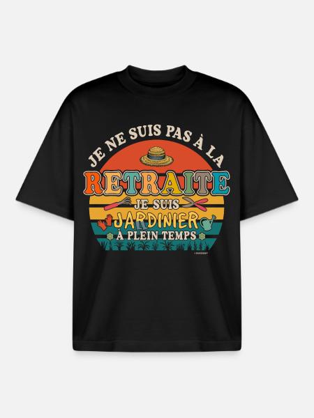 Retired Gardener - Retired Humor - Boxy Heavyweight Unisex Organic T-Shirt by Stanley/Stella - black