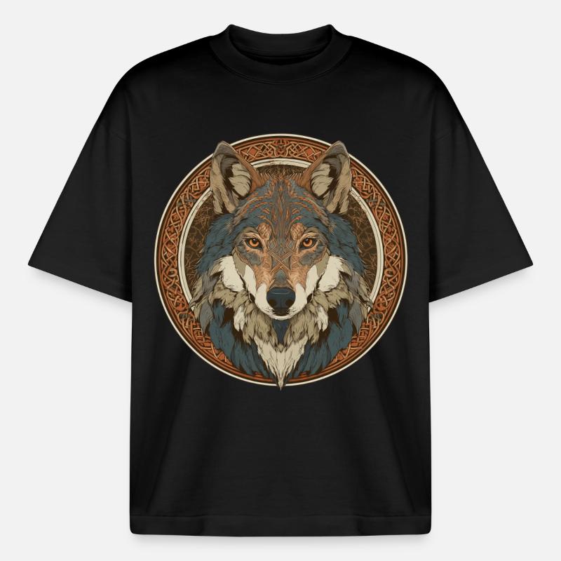 Legendenhafter Wolf mit keltischem Muster - Boxy Heavyweight Unisex Organic T-Shirt von Stanley/Stella - Schwarz