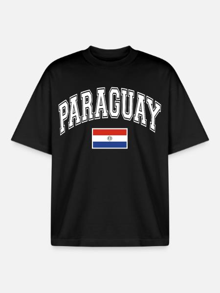 Drapeau du Paraguay - T-shirt unisexe boxy épais biologique Stanley/Stella - noir