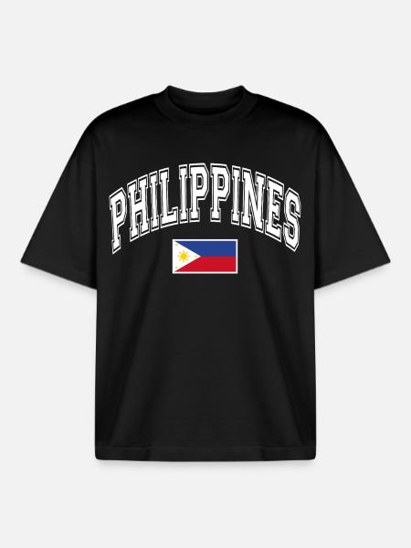 Philippines Flag - Boxy Heavyweight Unisex Organic T-Shirt by Stanley/Stella - black