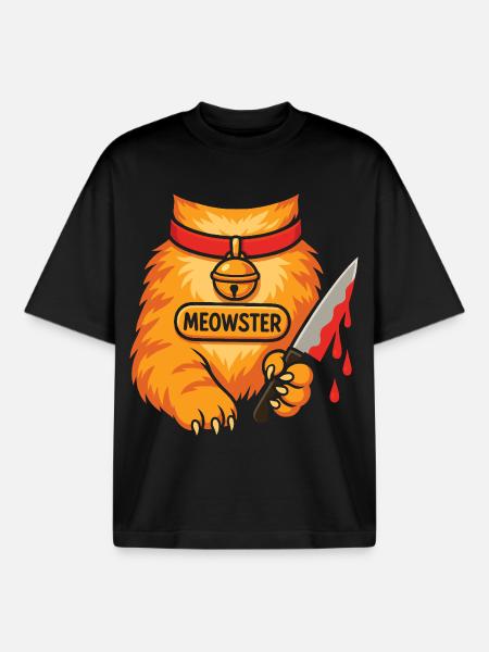 Funny Halloween Cat Costume - Boxy Heavyweight Unisex Organic T-Shirt by Stanley/Stella - black