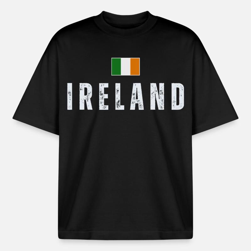 Drapeau de l’Irlande, Irish Pride - T-shirt unisexe boxy épais biologique Stanley/Stella - noir