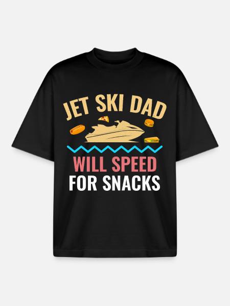 Funny Jet Ski Snack Lover Dad - Boxy Heavyweight Unisex Organic T-Shirt by Stanley/Stella - black