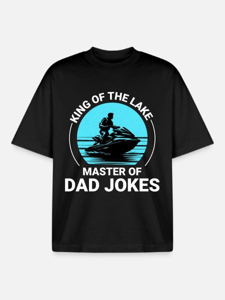 Jet Ski Dad, roi du lac - T-shirt unisexe boxy épais biologique Stanley/Stella - noir