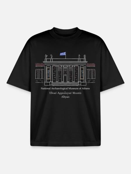 Athens National Archaeological Museum Drawing - Boxy Heavyweight Unisex Organic T-Shirt by Stanley/Stella - black