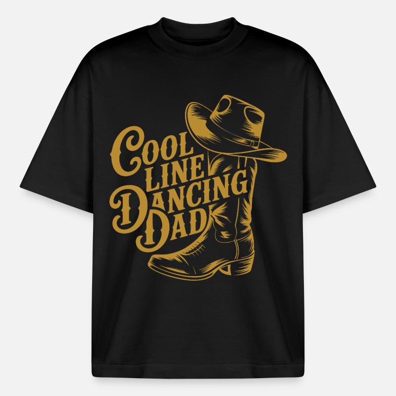 Line dance dad cool dancing dad - Boxy Heavyweight Unisex Organic T-Shirt by Stanley/Stella - black