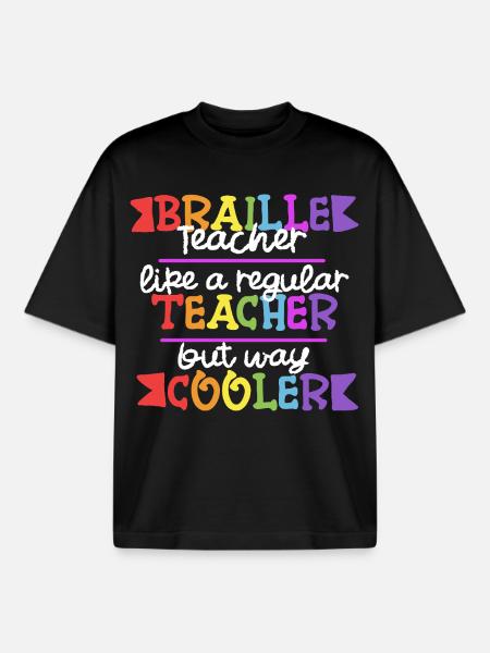Braille Teacher Braille Dotum - Boxy Heavyweight Unisex Organic T-Shirt by Stanley/Stella - black